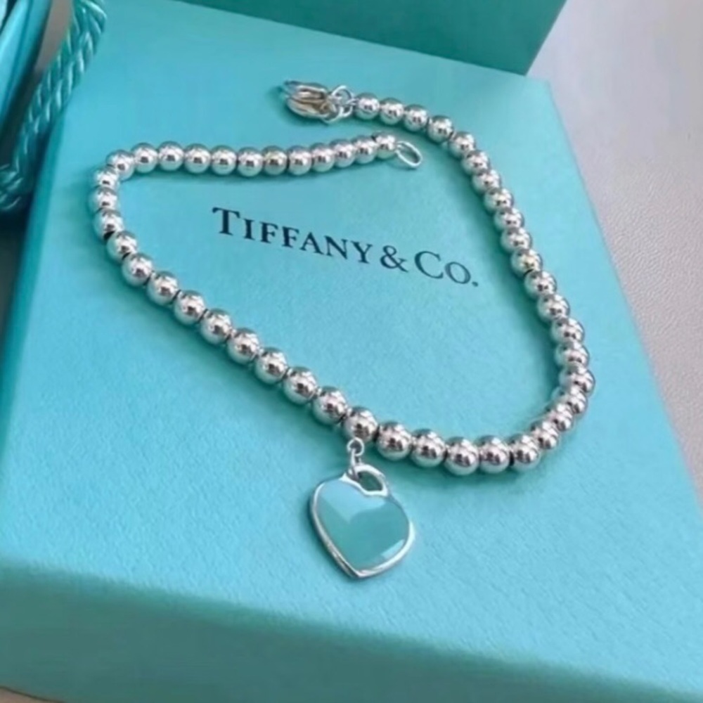 Tiffany & Co. Silver Bracelet with Turquoise Heart Charm
